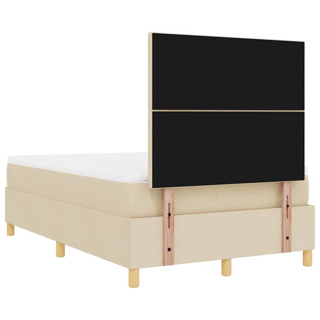 LED Box Spring Krevet s uzglavljem Krema 120 x 190 cm tkanina
