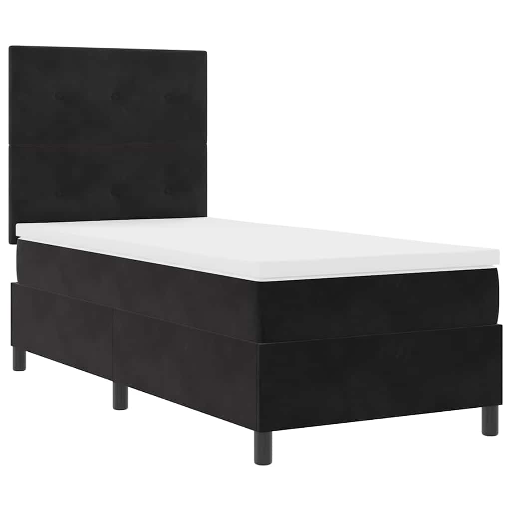 LED Box Spring Krevet s uzglavljem Crna 90 x 190 cm Baršun