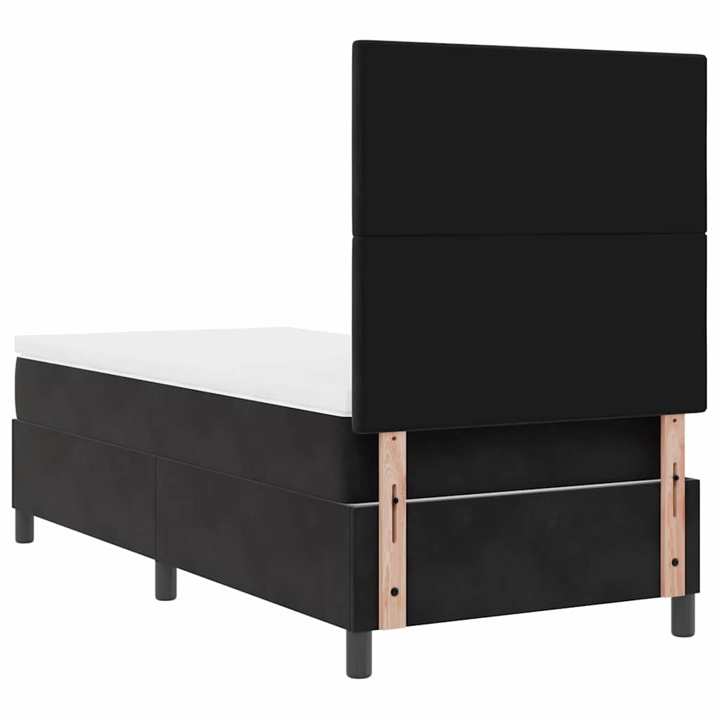 LED Box Spring Krevet s uzglavljem Crna 90 x 200 cm Baršun