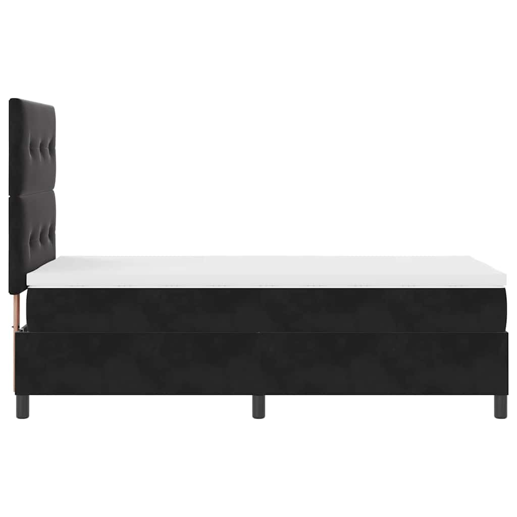 LED Box Spring Krevet s uzglavljem Crna 90 x 200 cm Baršun