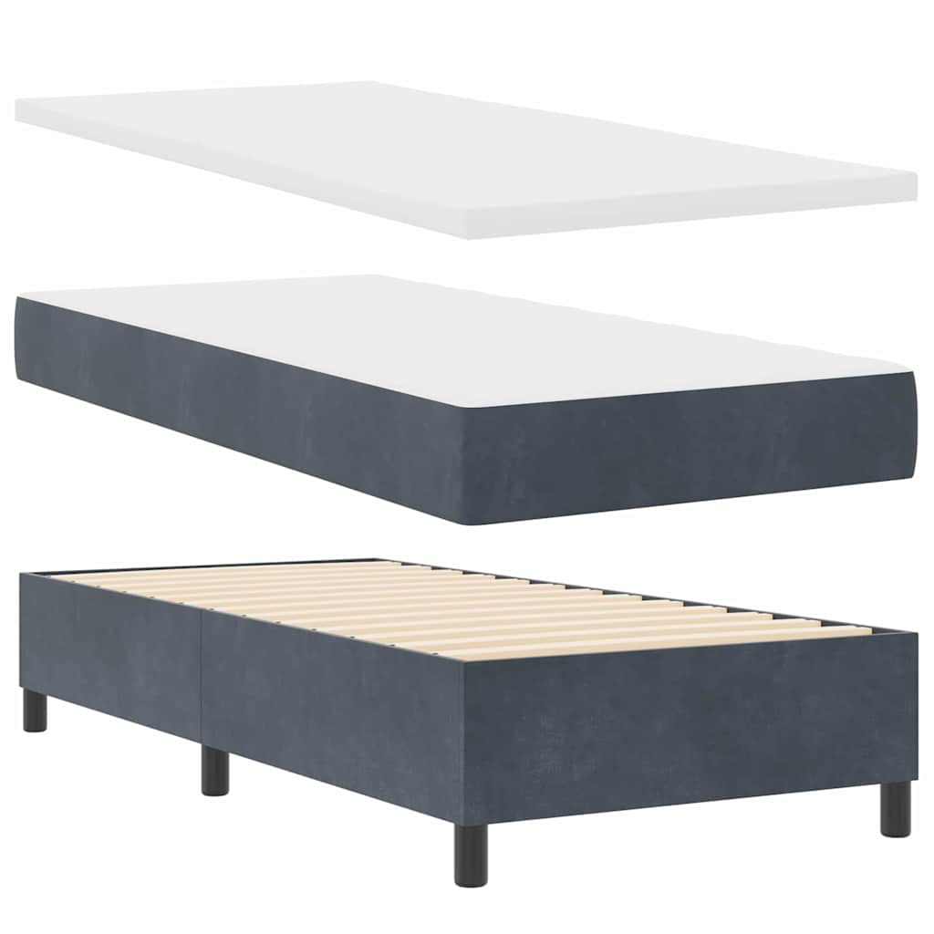 LED Box Spring Krevet Tamno siva 100 x 200 cm Baršun