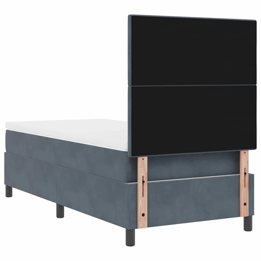 LED Box Spring Krevet Tamno siva 100 x 200 cm Baršun