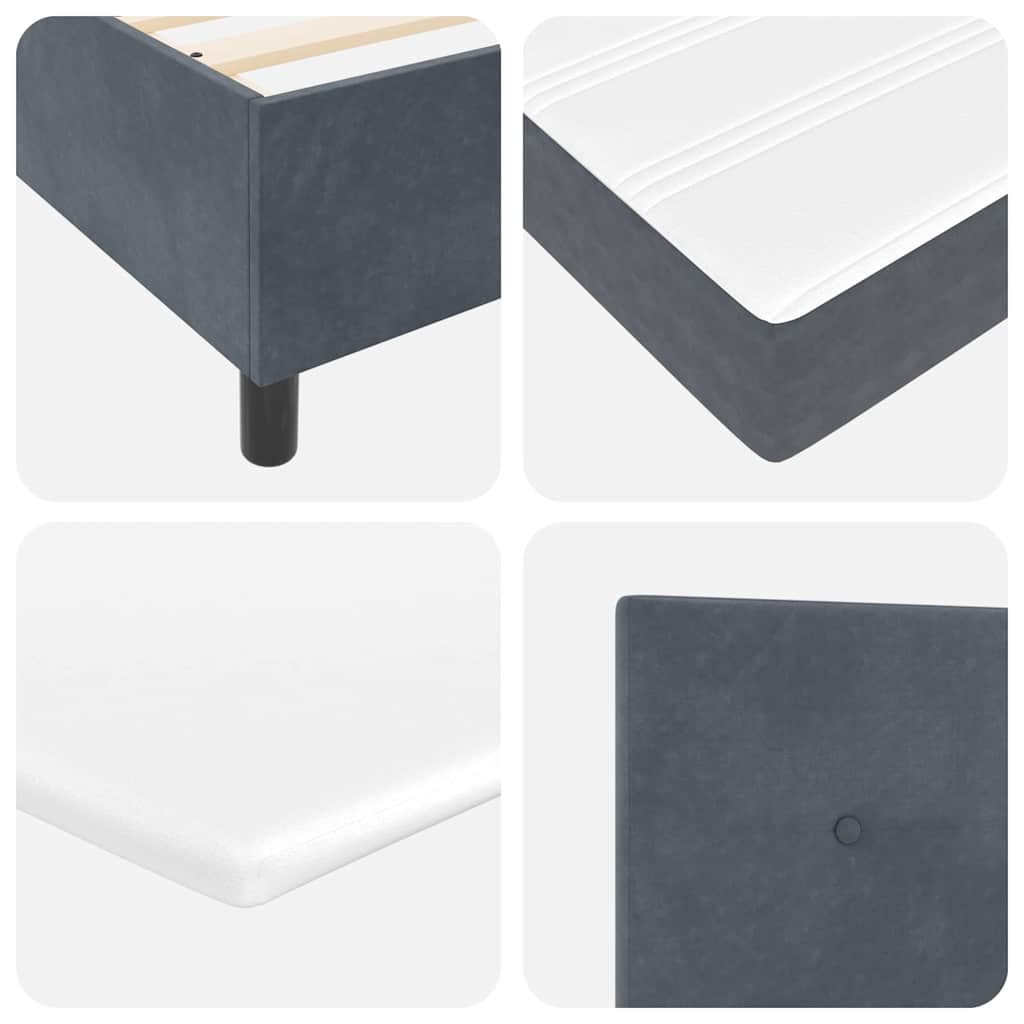 LED Box Spring Krevet Tamno siva 120 x 190 cm Baršun