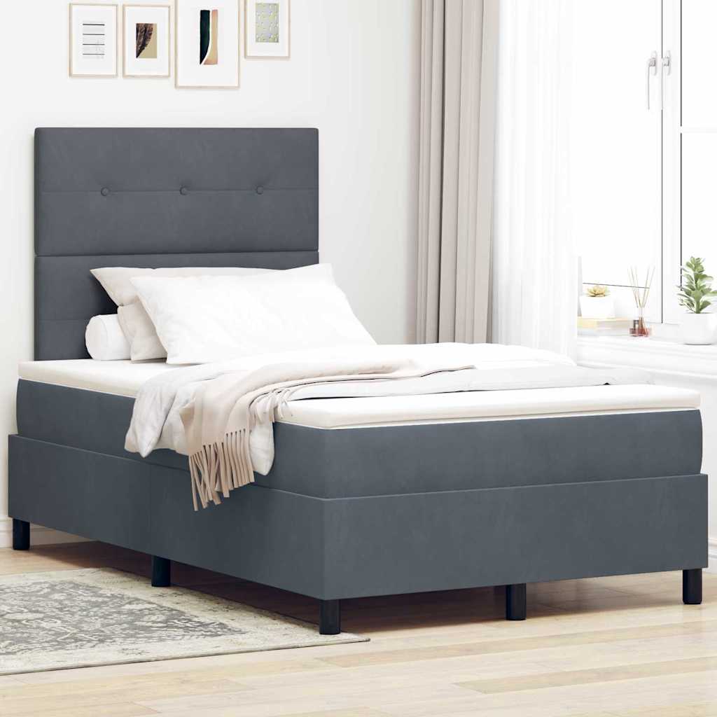 LED Box Spring Krevet Tamno siva 120 x 190 cm Baršun
