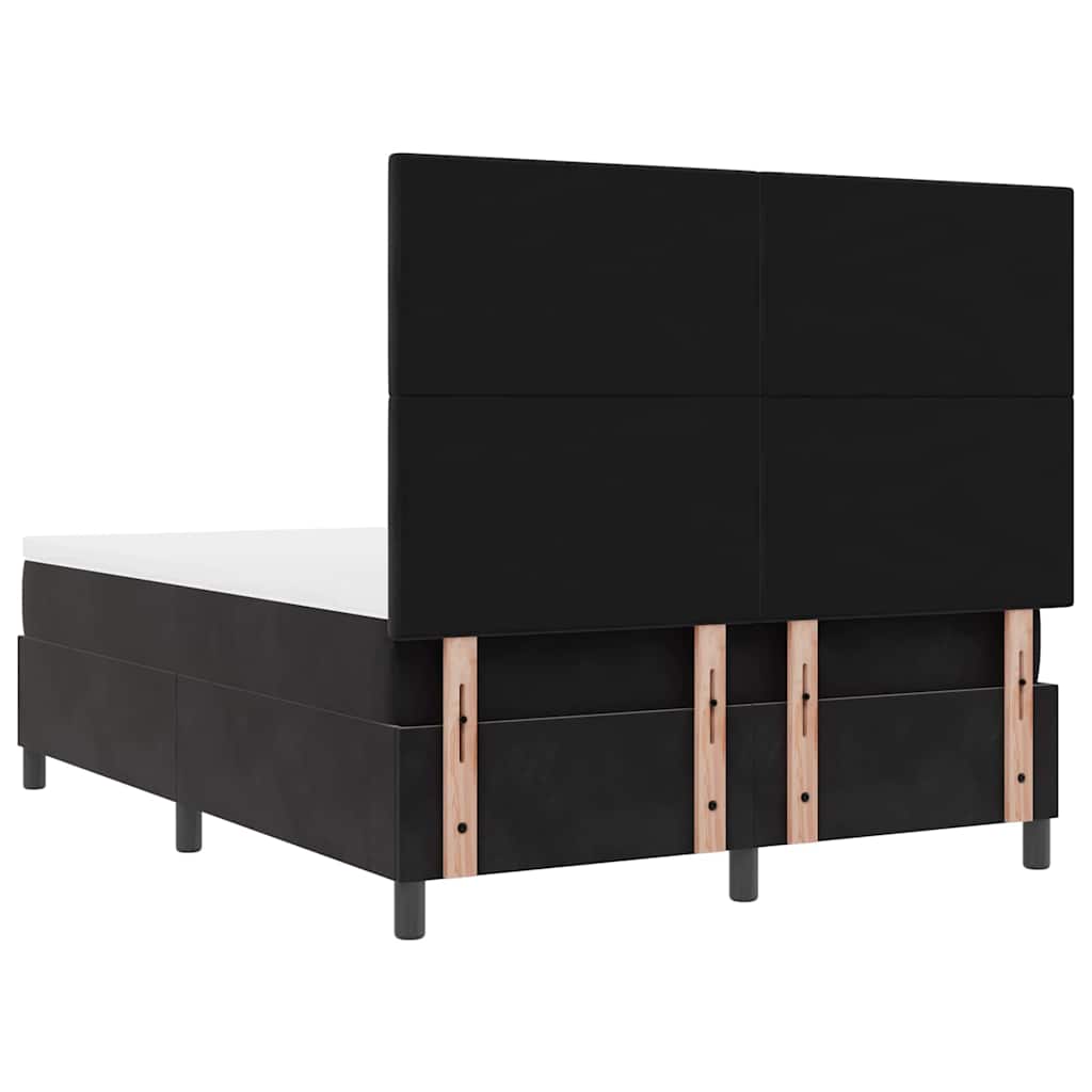 LED Box Spring Krevet s uzglavljem Crna 140 x 190 cm Baršun