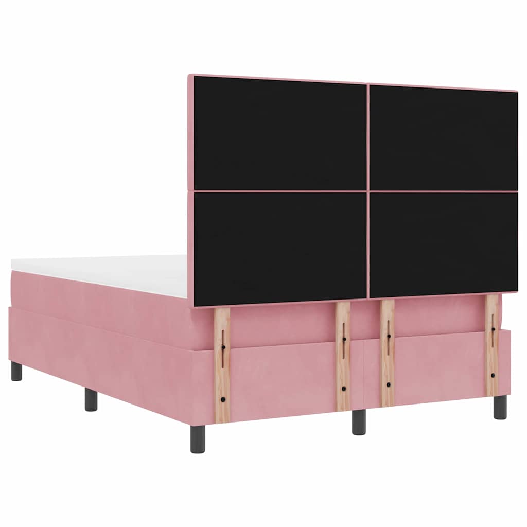 LED Box Spring Krevet Ružičasta 140 x 190 cm Baršun