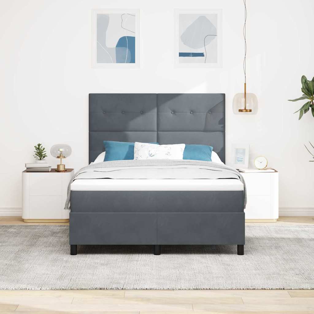 LED Box Spring Krevet Tamno siva 140 x 200 cm Baršun