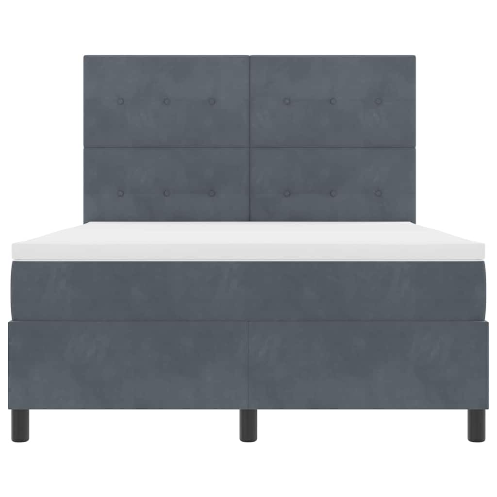 LED Box Spring Krevet Tamno siva 140 x 200 cm Baršun