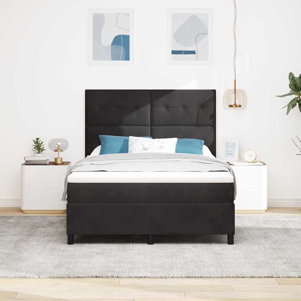 LED Box Spring Krevet s uzglavljem Crna 160 x 200 cm Baršun
