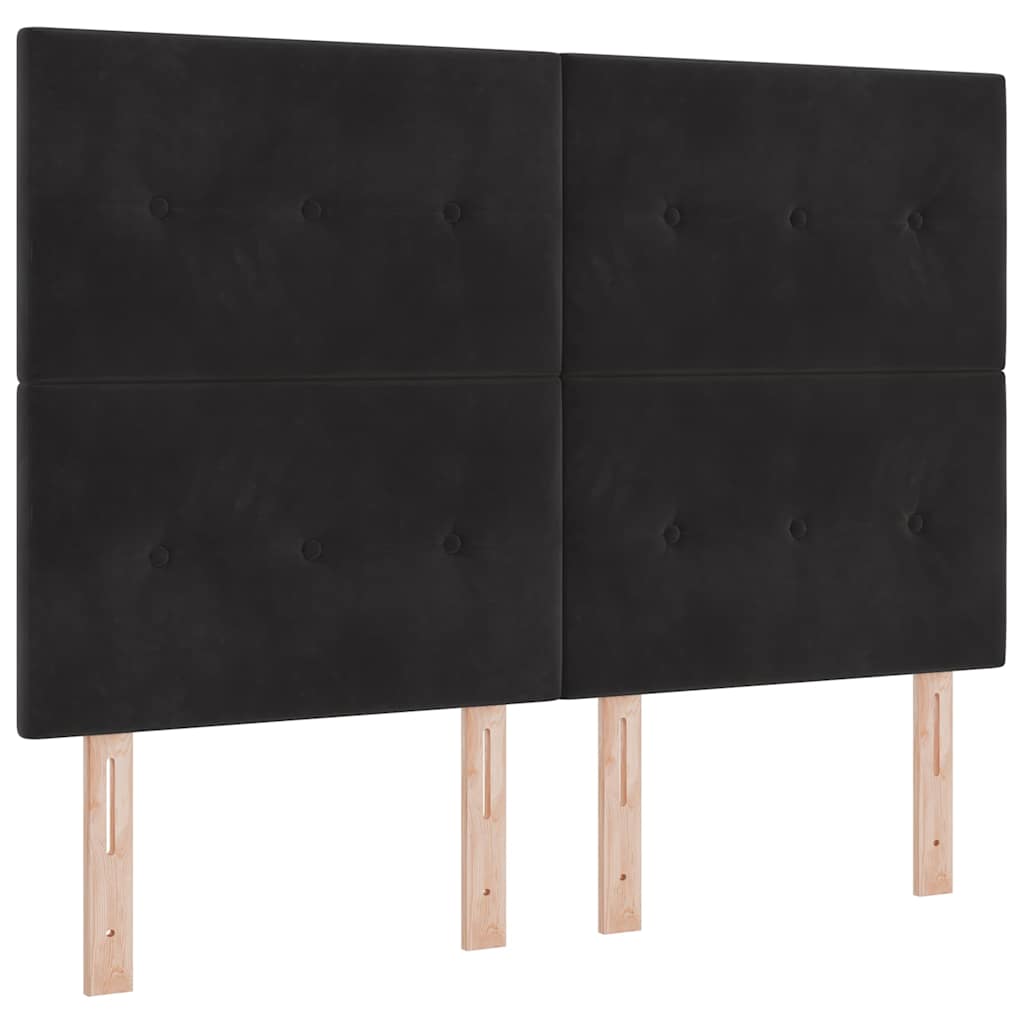 LED Box Spring Krevet s uzglavljem Crna 160 x 200 cm Baršun