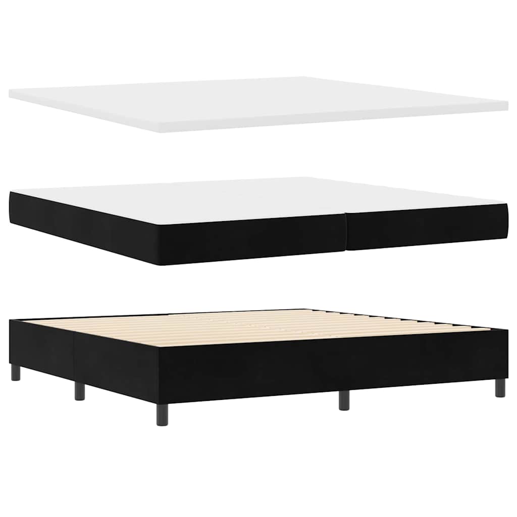 LED Box Spring Krevet s uzglavljem Crna 200 x 200 cm Baršun