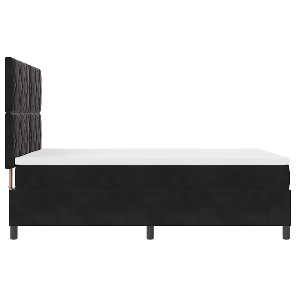 LED Box Spring Krevet s uzglavljem Crna 140 x 190 cm Baršun