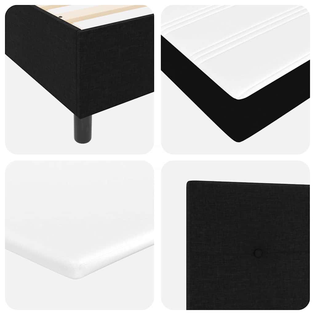 LED Box Spring Krevet s uzglavljem Crna 90 x 190 cm tkanina