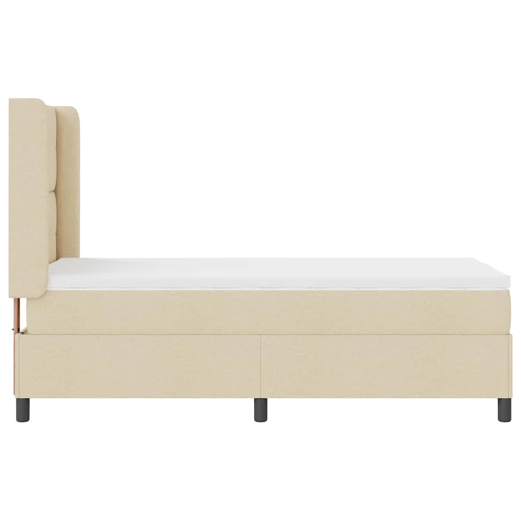 LED Box Spring Krevet s uzglavljem Krema 90 x 190 cm tkanina