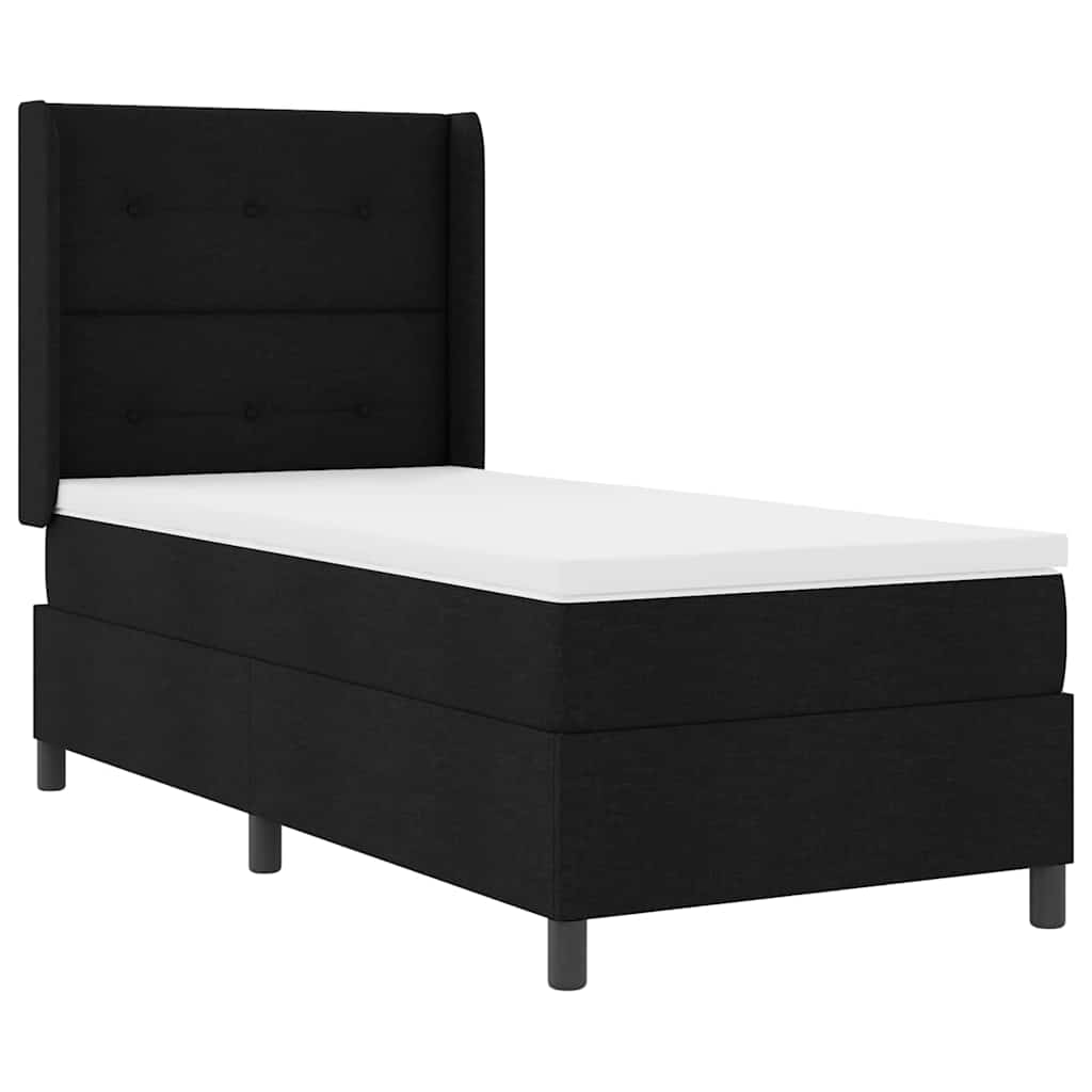 LED Box Spring Krevet s uzglavljem Crna 90 x 200 cm tkanina