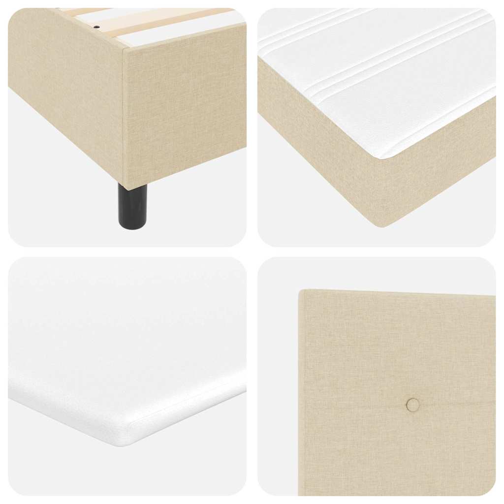 LED Box Spring Krevet s uzglavljem Krema 140 x 190 cm tkanina