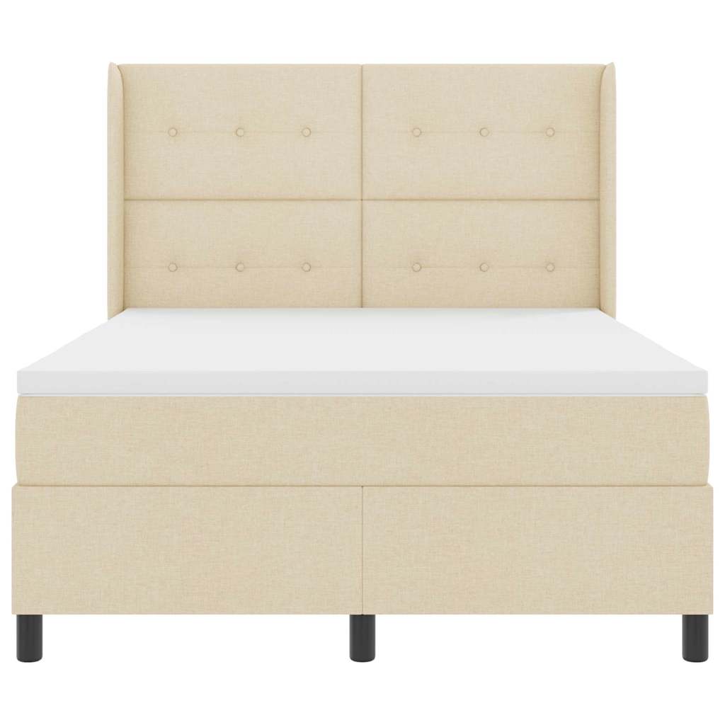 LED Box Spring Krevet s uzglavljem Krema 140 x 190 cm tkanina