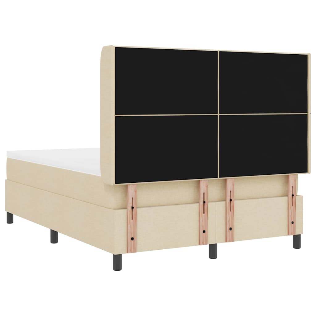 LED Box Spring Krevet s uzglavljem Krema 140 x 200 cm tkanina