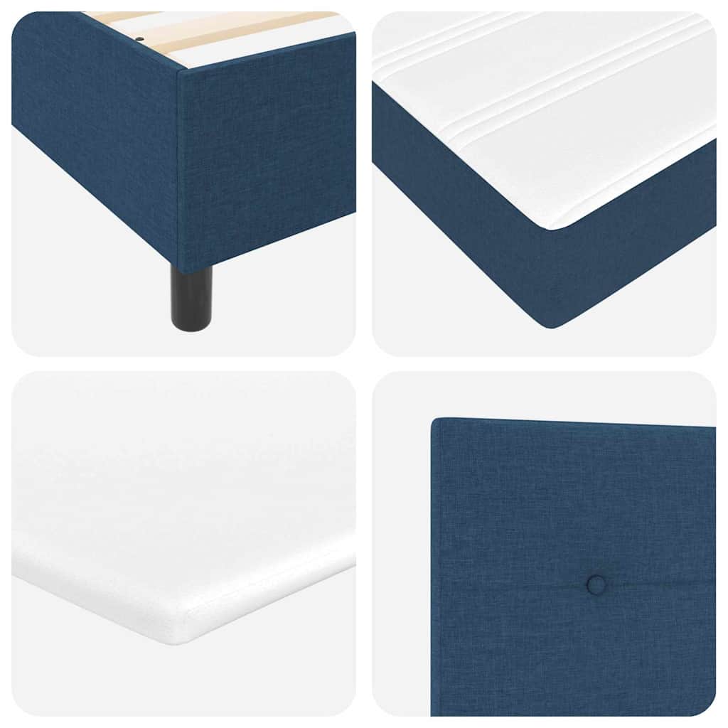 LED Box Spring Krevet s uzglavljem Plava 140 x 200 cm tkanina