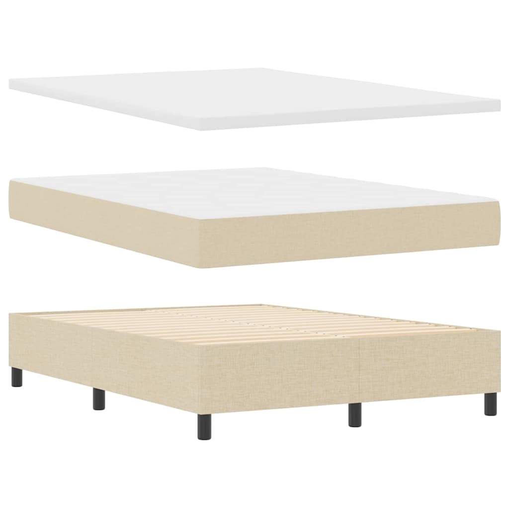 LED Box Spring Krevet s uzglavljem Krema 160 x 200 cm tkanina