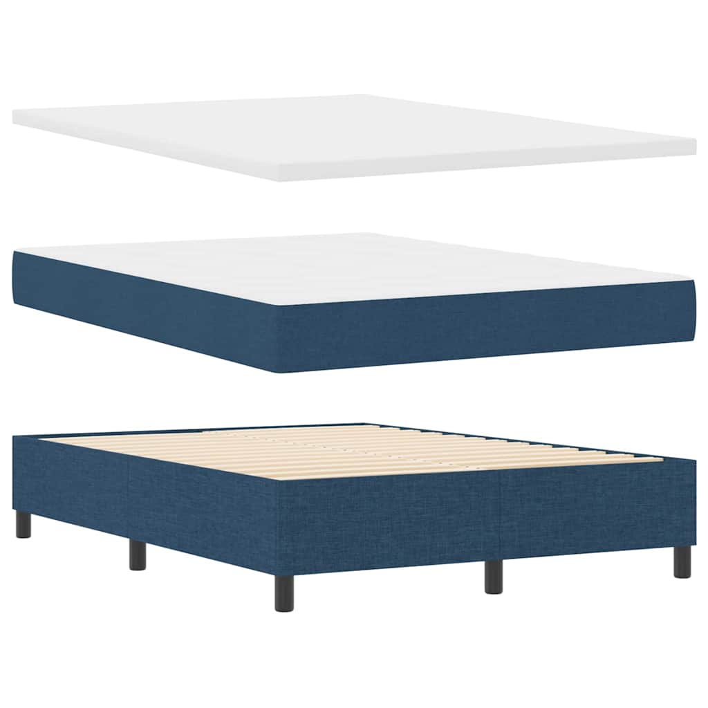 LED Box Spring Krevet s uzglavljem Plava 160 x 200 cm tkanina