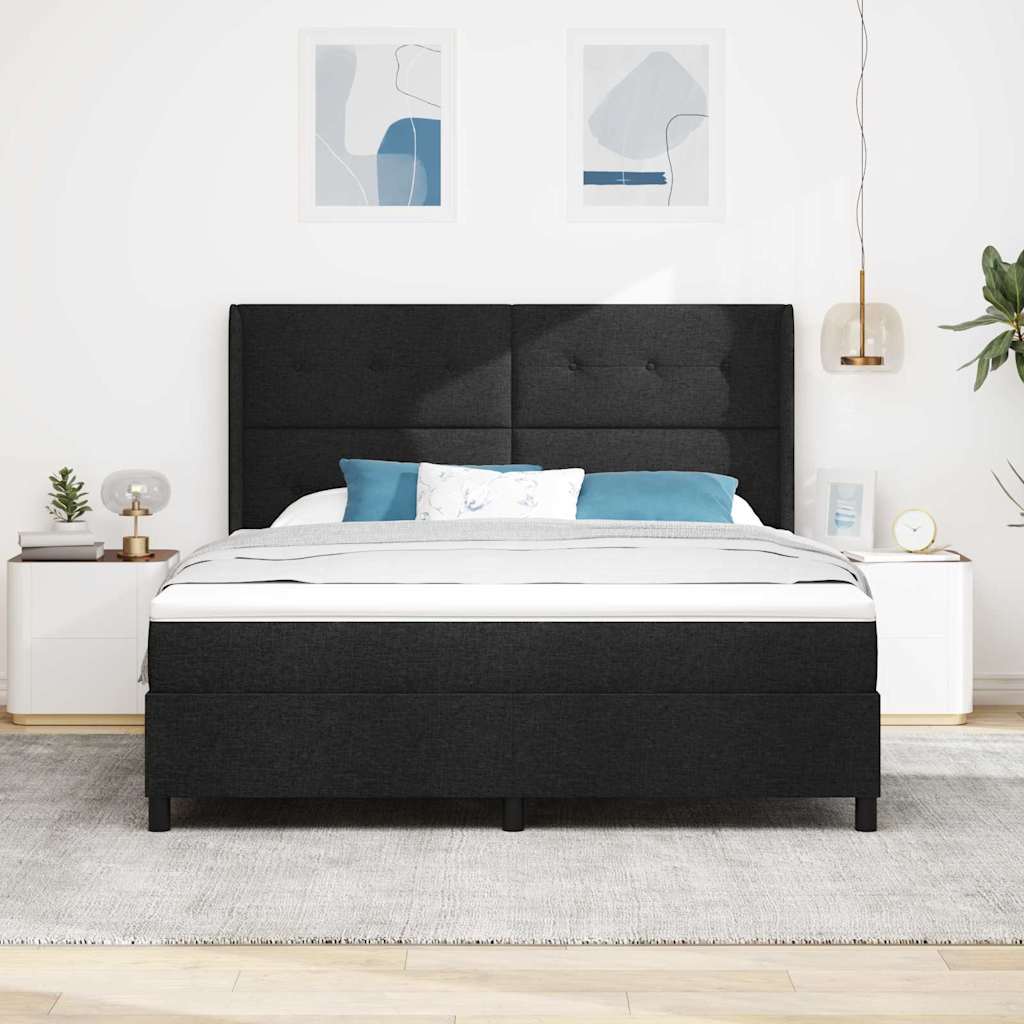 LED Box Spring Krevet s uzglavljem Crna 180 x 200 cm tkanina
