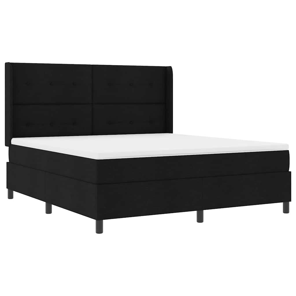LED Box Spring Krevet s uzglavljem Crna 180 x 200 cm tkanina