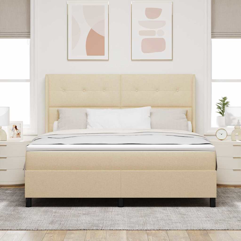 LED Box Spring Krevet s uzglavljem Krema 180 x 200 cm tkanina