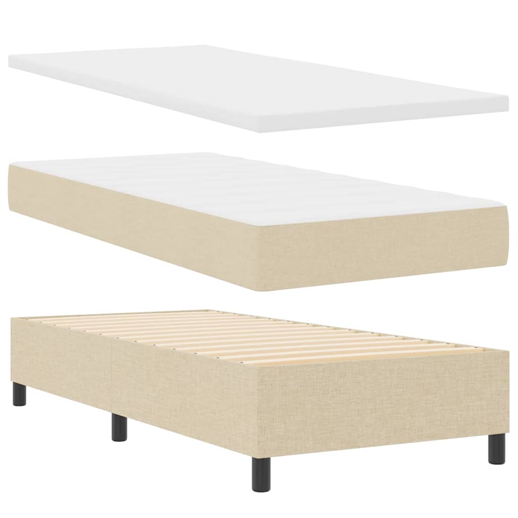 LED Box Spring Krevet s uzglavljem Krema 100 x 200 cm tkanina