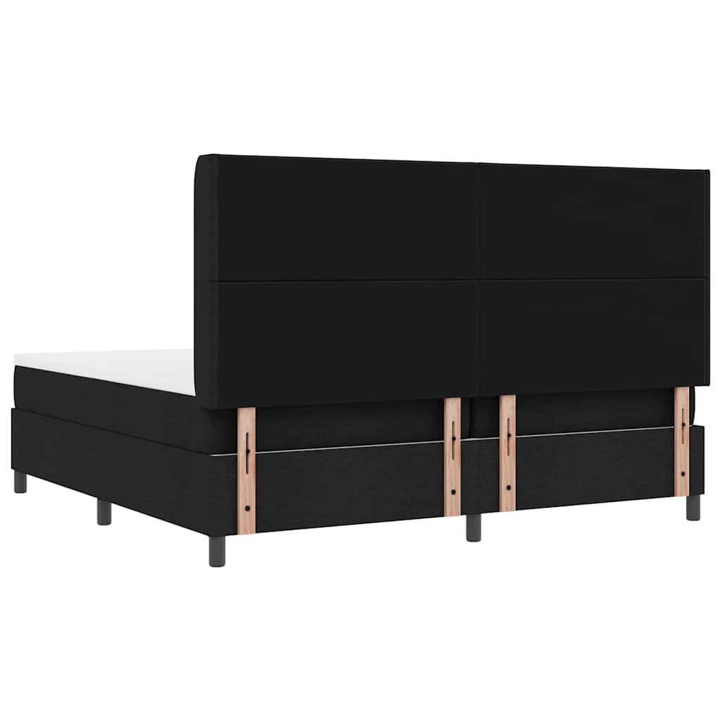 LED Box Spring Krevet s uzglavljem Crna 200 x 200 cm tkanina
