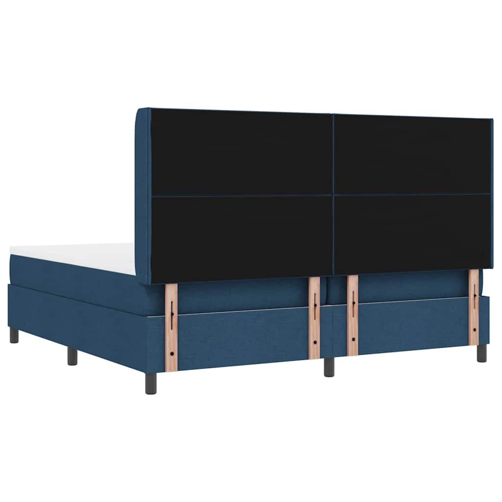 LED Box Spring Krevet s uzglavljem Plava 200 x 200 cm tkanina
