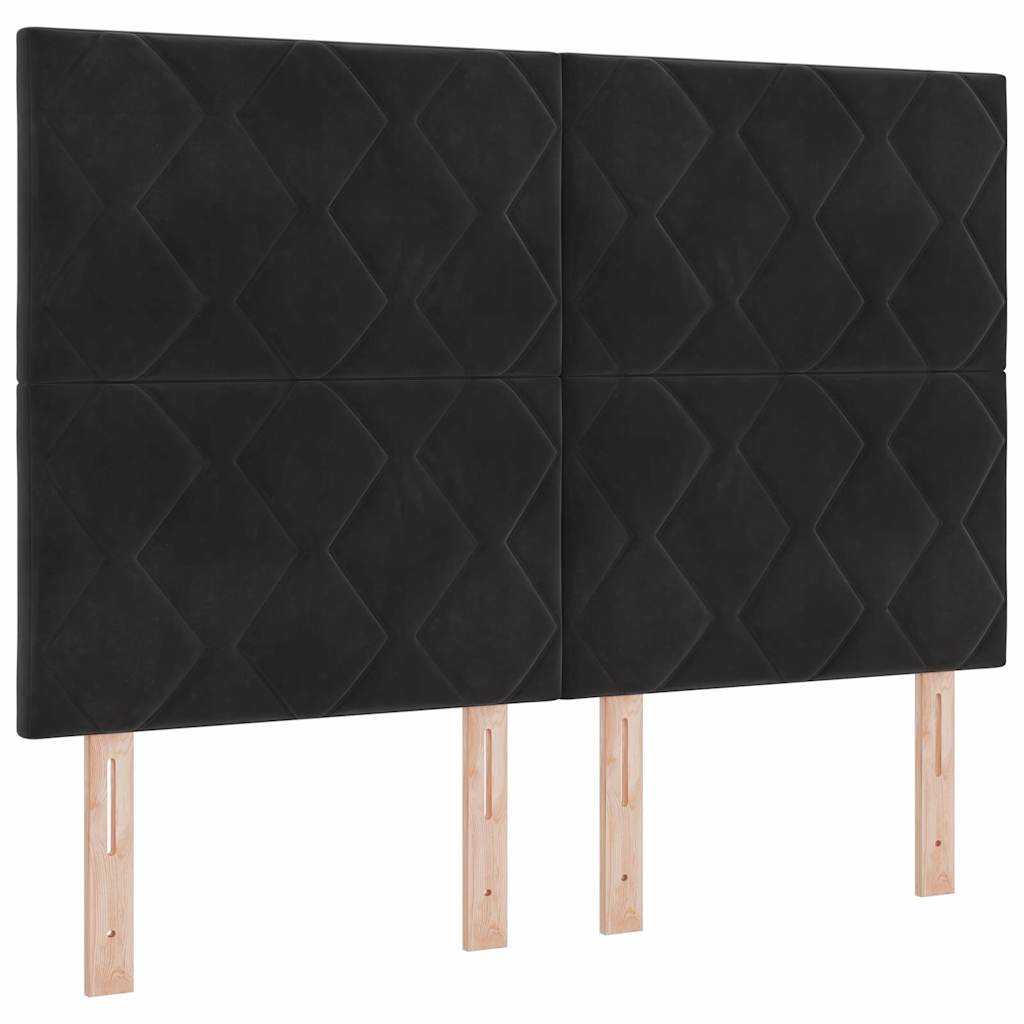 Krevet s opruga kutije s LED trakama Crna 140 x 200 cm Baršun