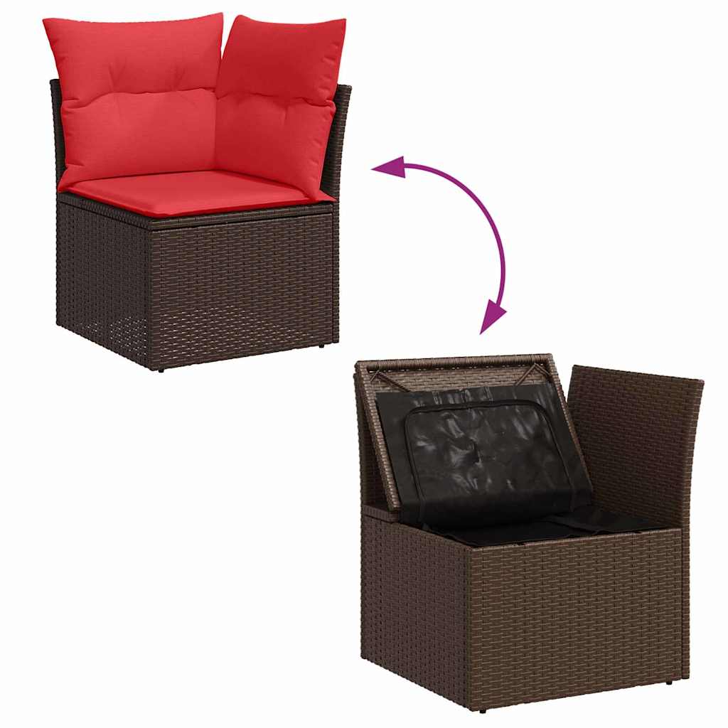 Set sofe s jastukom s pohranom 9 pcs Bež i Crvena poliratan
