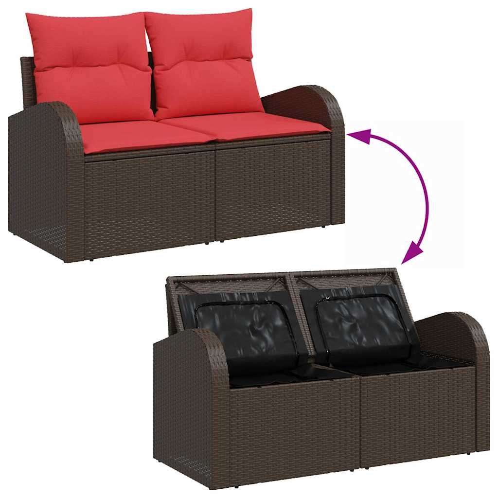 Set sofe s jastukom s pohranom 9 pcs Bež i Crvena poliratan