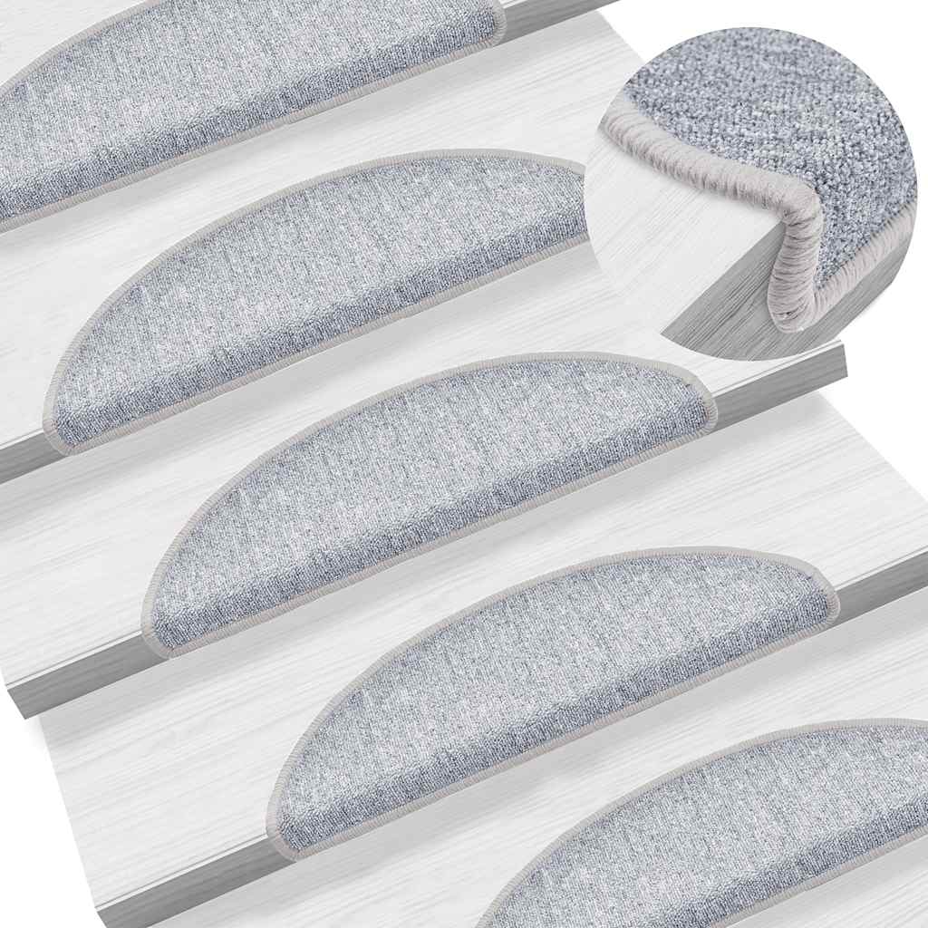 Prostirke za stepenice 20 kom 56x17x3 cm svijetlo sive poluokrugle
