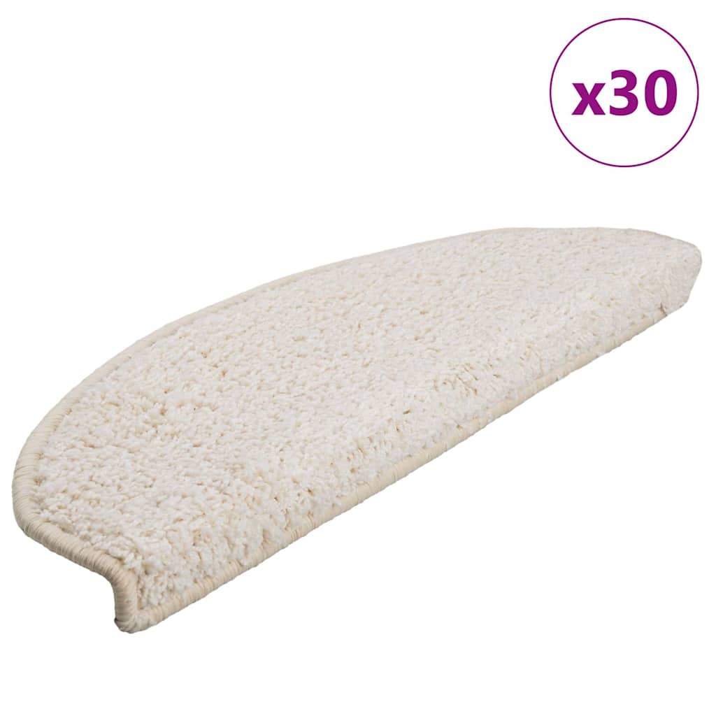 Prostirke za stepenice 30 kom 65x21x4 cm Bijele poluokrugle velike