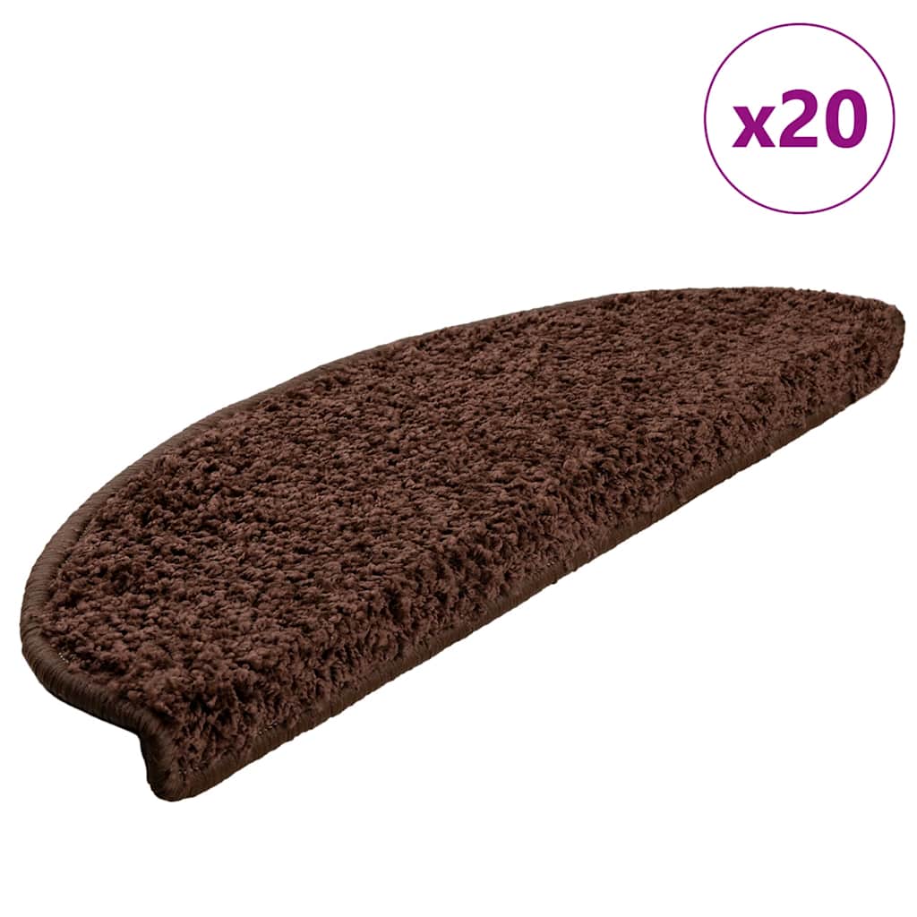 Prostirke za stepenice 20 kom 65x21x4 cm Smeđe poluokrugle velike