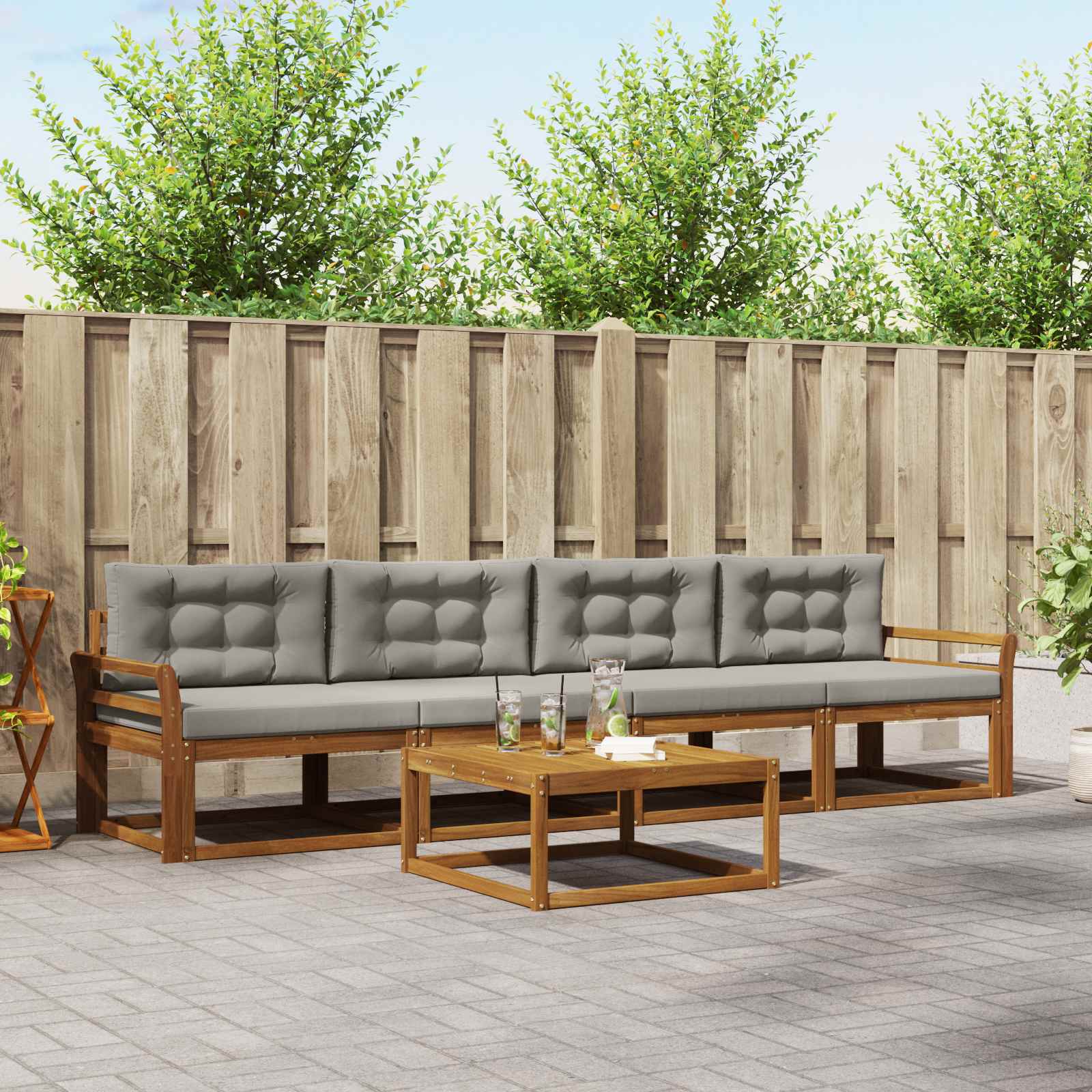 Set vanjskih sofa 5 pcs Prirodna i svijetlo siva