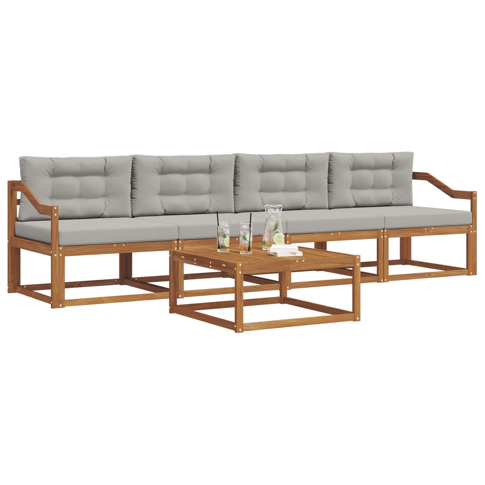Set vanjskih sofa 5 pcs Prirodna i svijetlo siva