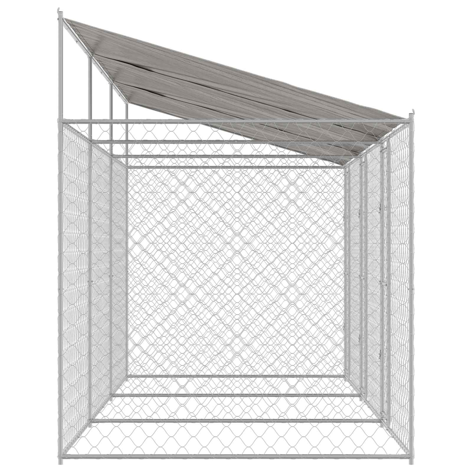 Kavez za psa s krovom Srebrno 600 x 200 x 256 cm Čelik i PE
