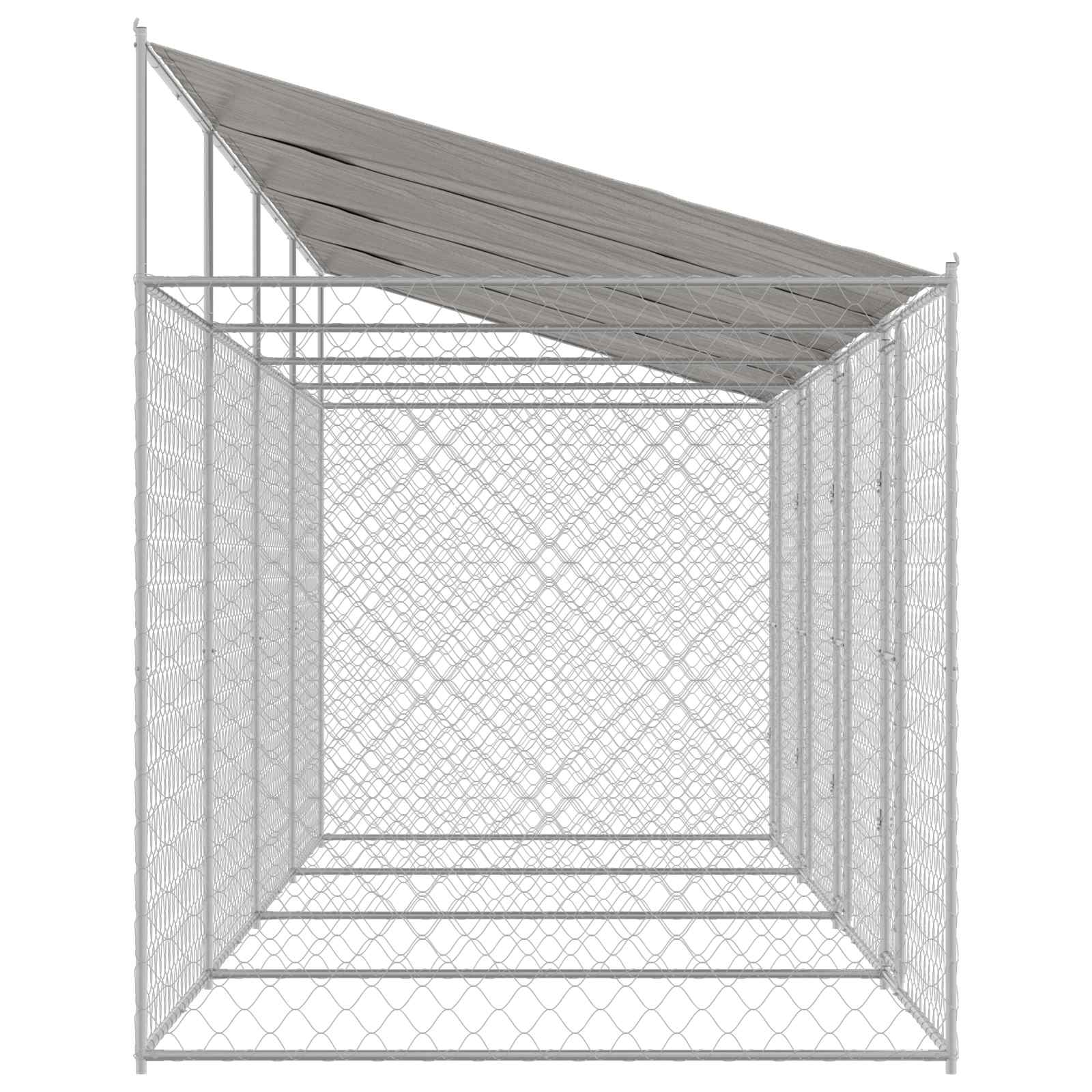 Kavez za psa s krovom Srebrno 800 x 200 x 256 cm Čelik i PE