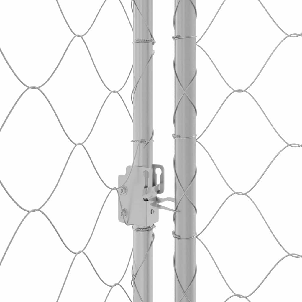 Kavez za psa s krovom Srebrno 800 x 200 x 256 cm Čelik i PE