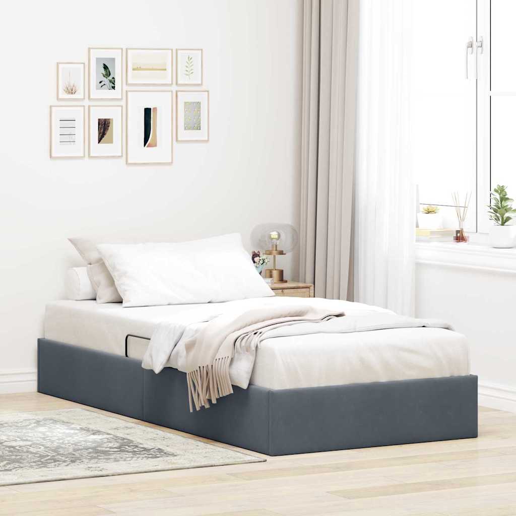 Krevet s od storage s madracem Tamno siva 100 x 190 cm Baršun