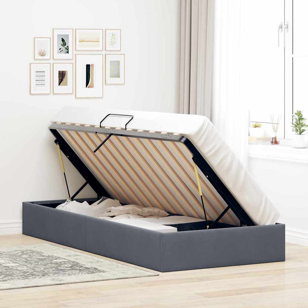 Krevet s od storage s madracem Tamno siva 100 x 190 cm Baršun