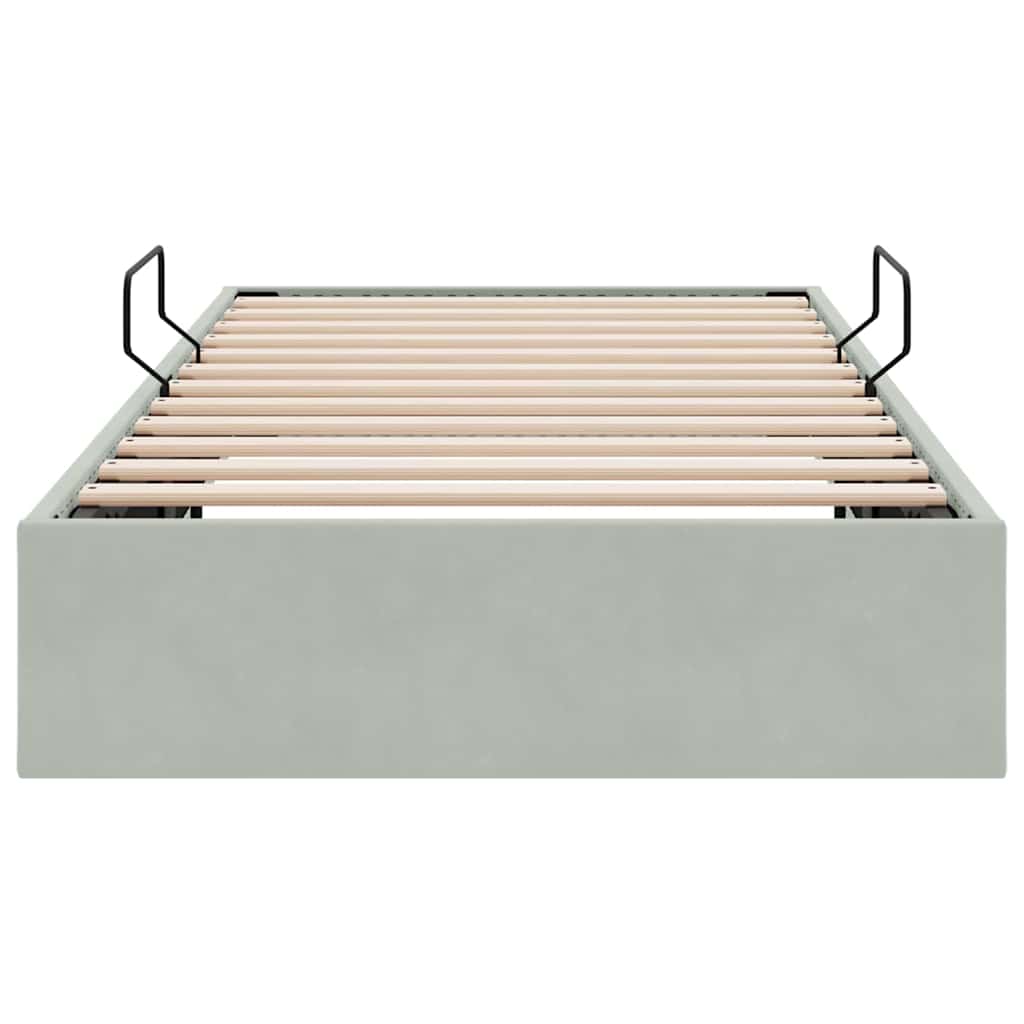 Krevet s od storage Svijetlo siva 100 x 203 cm Baršun