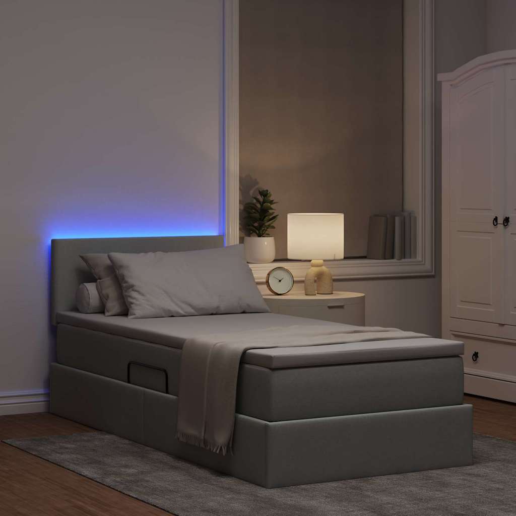 LED krevet za pohranu s madracem Svjetlosiva 100 x 200 cm