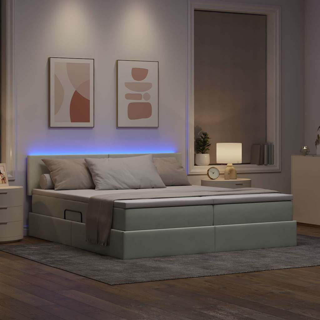 LED krevet za pohranu s madracem Svjetlosiva 180 x 200 cm