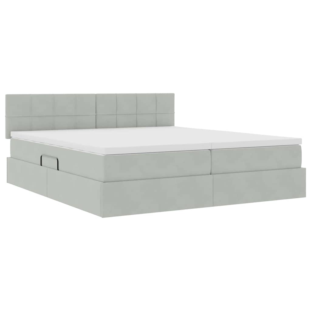 LED krevet za pohranu s madracem Svjetlosiva 180 x 200 cm