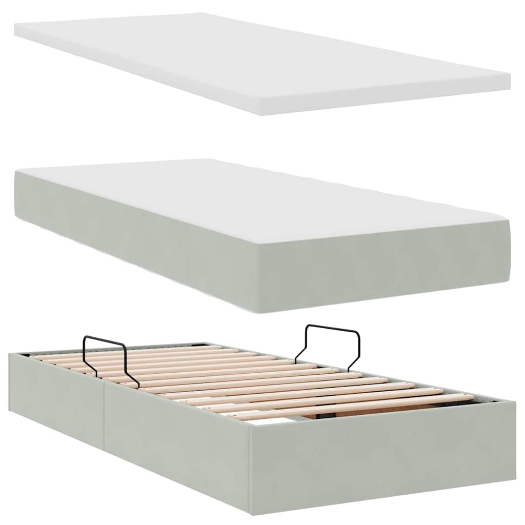 LED krevet za pohranu s madracem Svjetlosiva 180 x 200 cm
