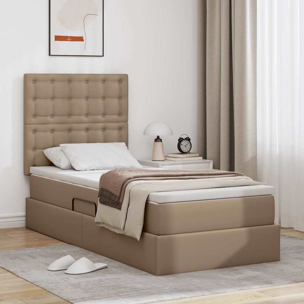 Krevet s od storage s pohranom Kapućino 100 x 200 cm Lažna koža